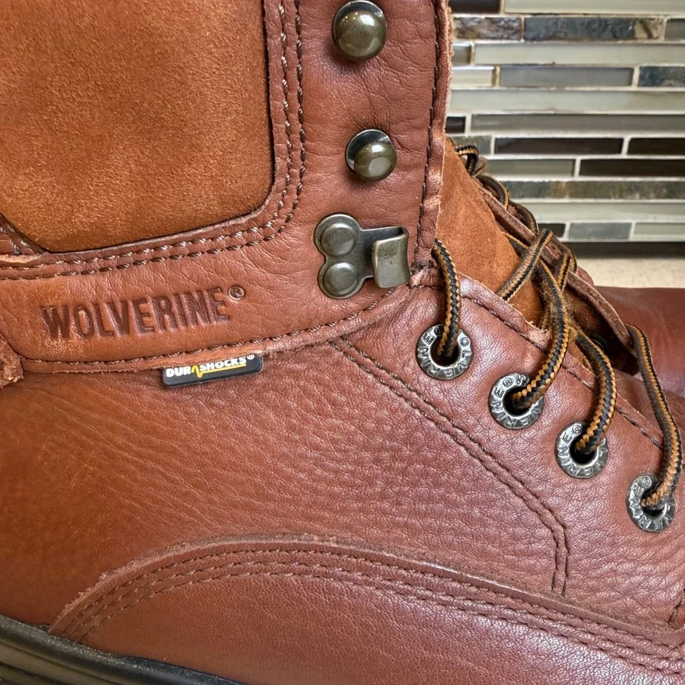 Wolverine DuraShocks Mens 11.5 W Brown Leather Work Boots W03122 Oil Resistant